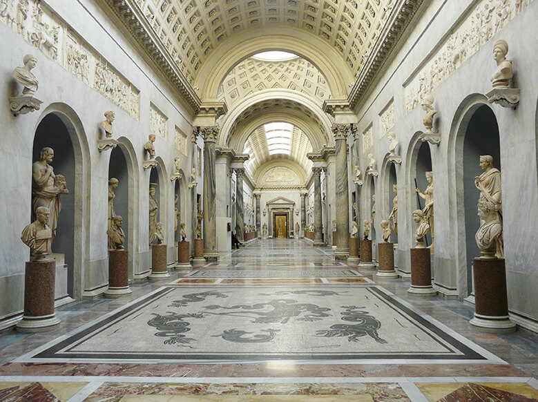 Classical statues and busts in the Vatican’s Braccio Nuovo gallery