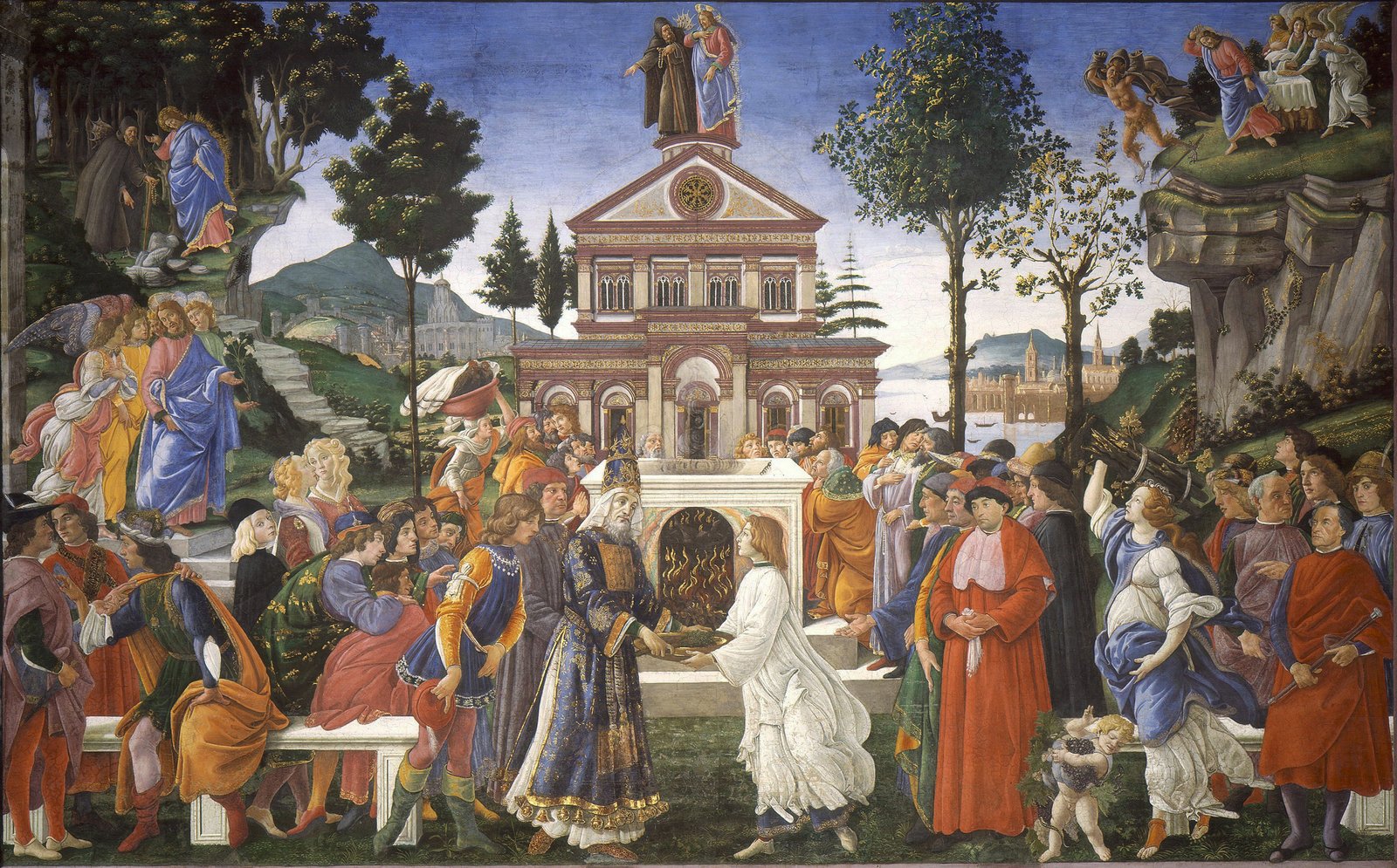 Botticelli's Temptations of Christ on the Sistine Chapel side wall