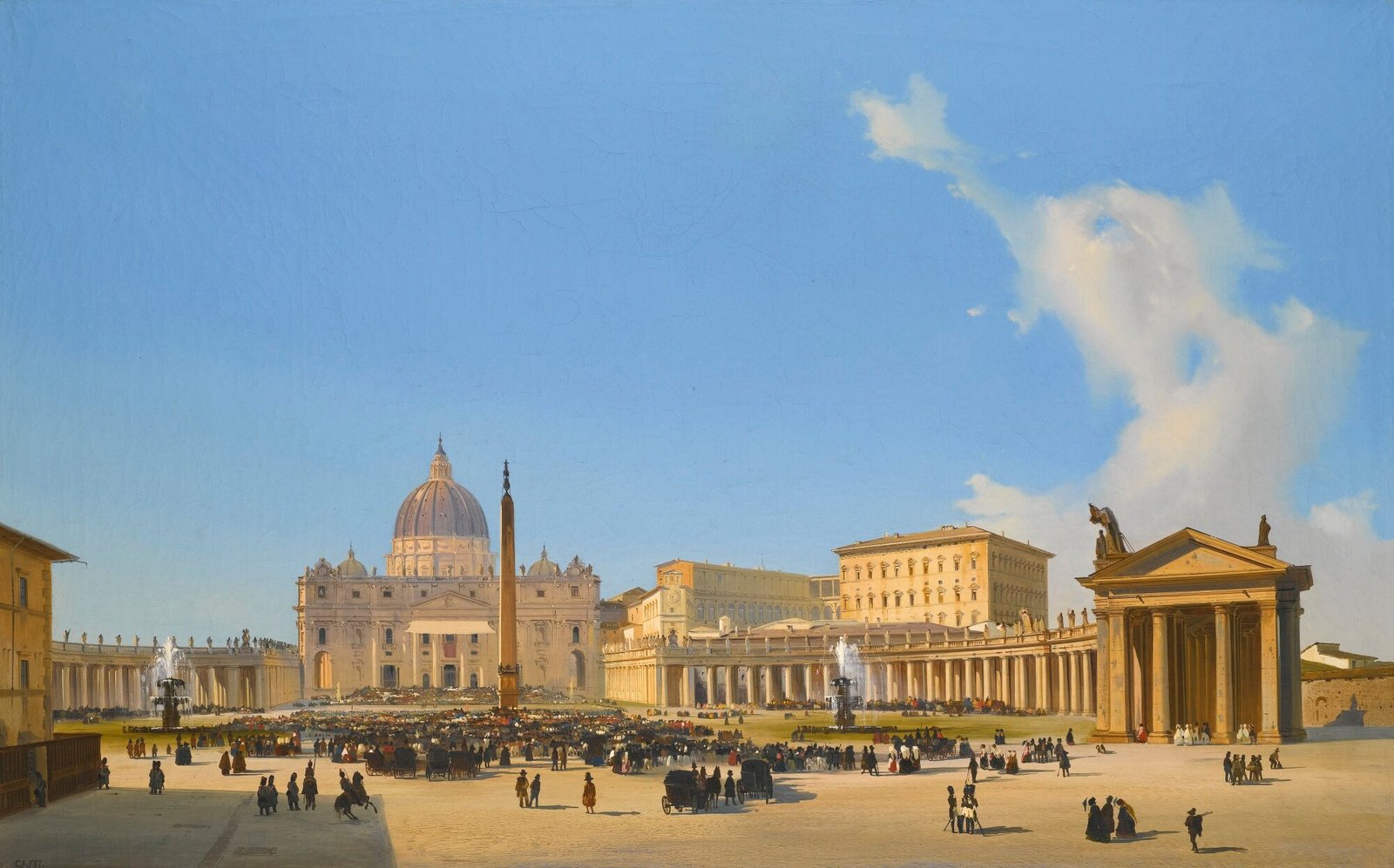 Ippolito Caffi's painting of crowds awaiting a Papal Audience at St Peter's — the tradition dress-coded to this day