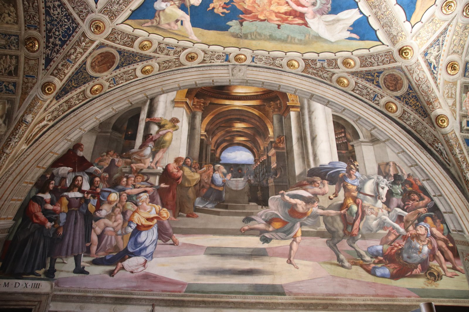 Raphael's Expulsion of Heliodorus from the Temple fresco in the Stanza di Eliodoro, Vatican