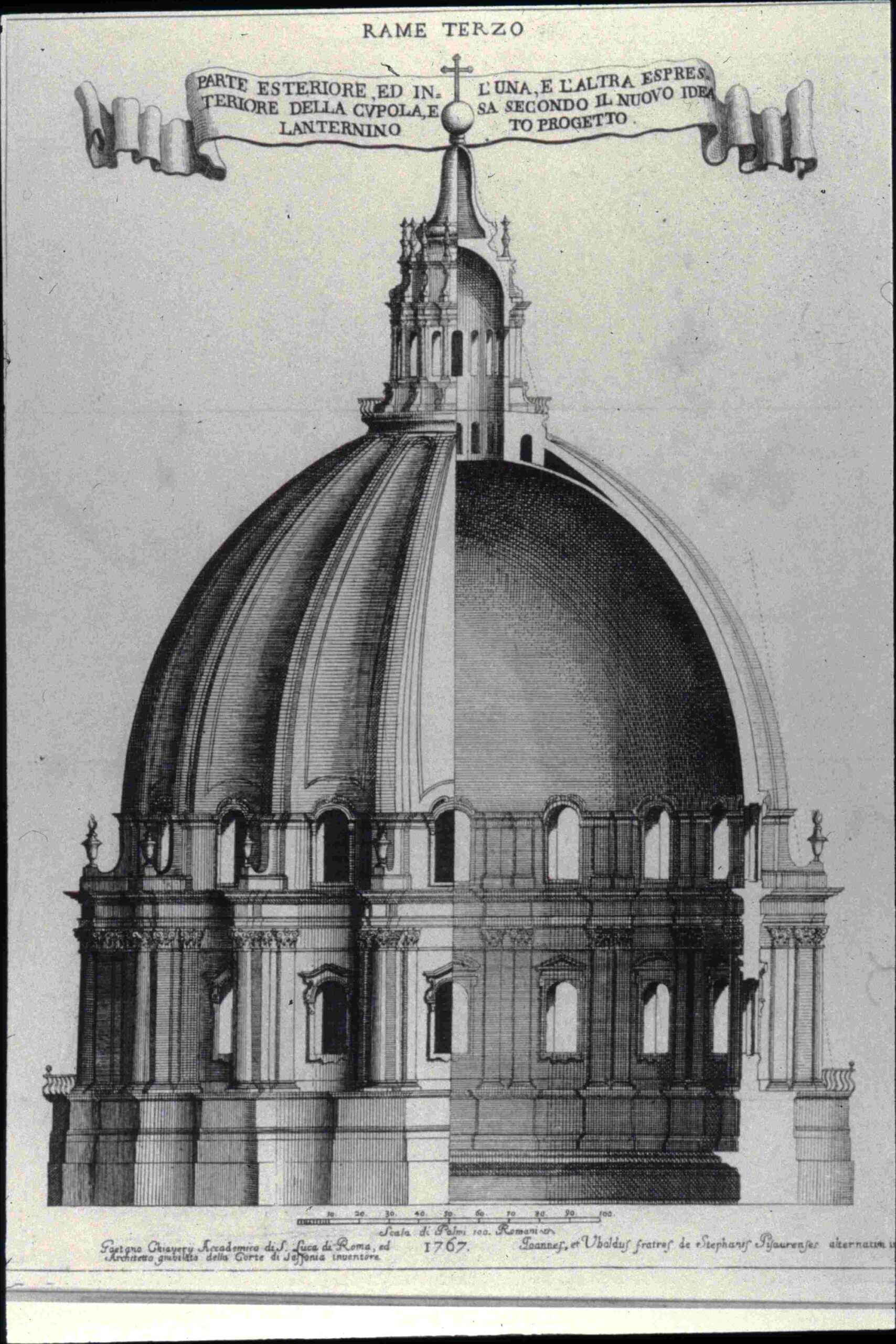 Architectural print of the dome (cupola) of St Peter